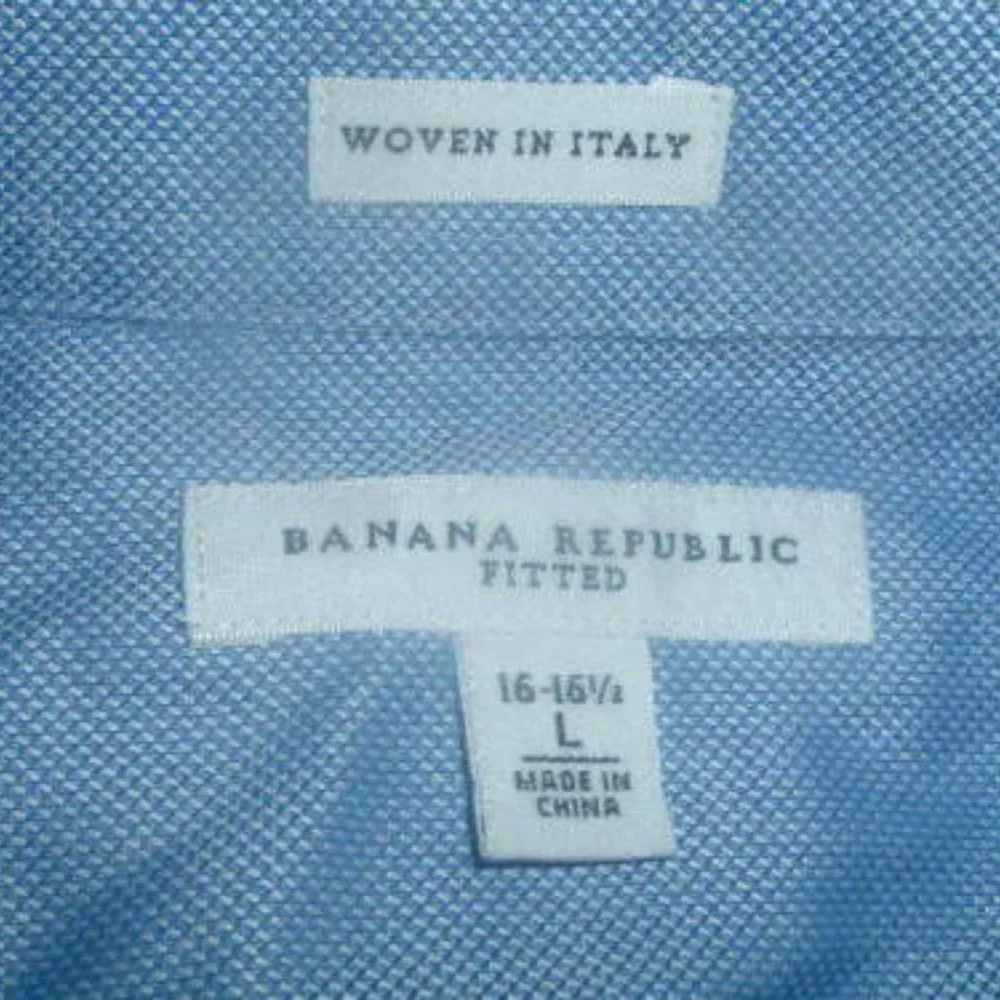 BANANA REPUBLIC ITALIAN COTTON FRENCH CUFF dress shirt L 16 16.5 fitted Italy